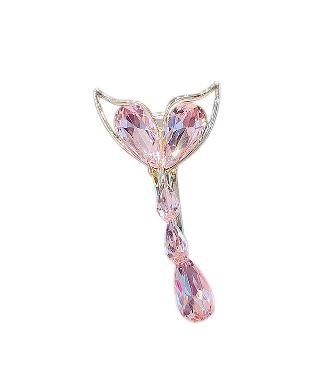 Elegant Pink Crystal Fish Tail Duckbilled Hairpin