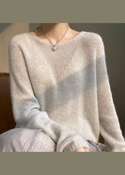 Elegant Pink O Neck Cozy Cashmere Knit Top Spring