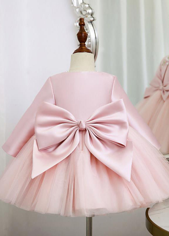 Elegant Pink Patchwork Tulle Girls Coats And Long Dress Two Pieces Set Spring