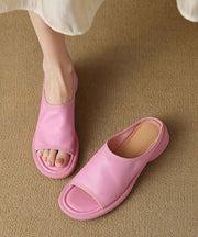 Elegant Pink Splicing Peep Toe Slide Sandals