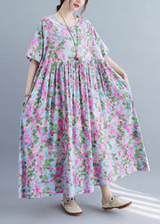 Elegant Purple Print Patchwork Holiday Long Dress Summer