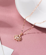 Elegant Rose Gold Copper Overgild Zircon 18K Gold Crown Pendant Necklace