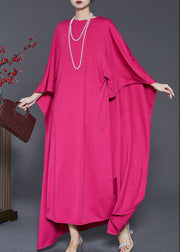 Elegant Rose Oversized Cotton Maxi Dress Cloak Sleeves