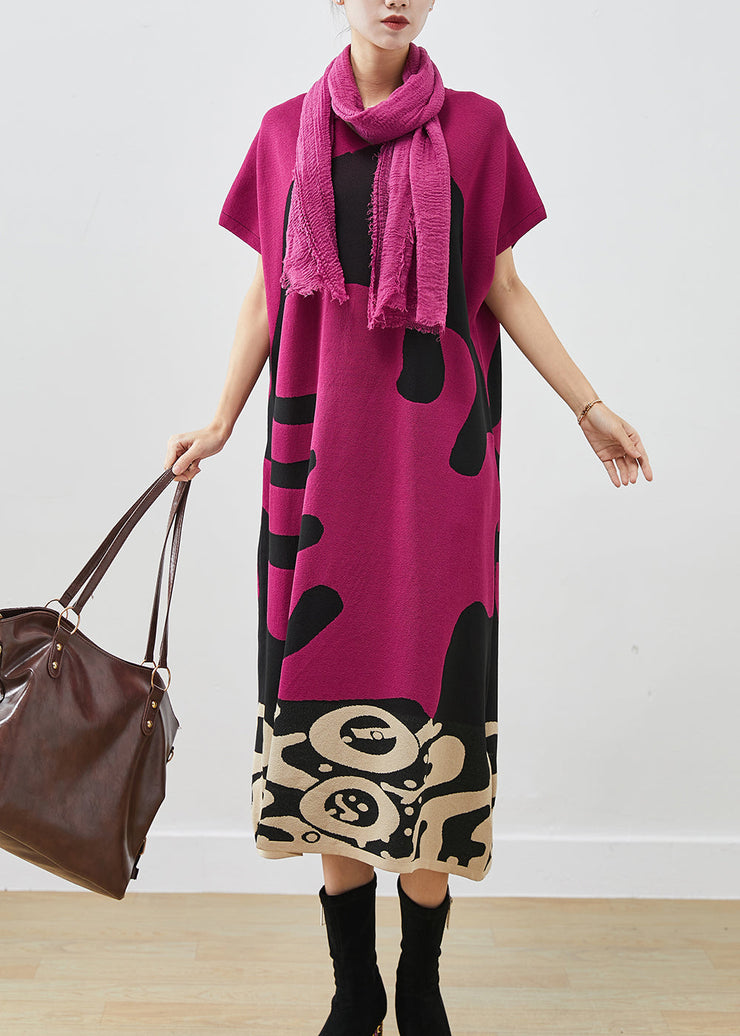 Elegant Rose V Neck Print Cotton Maxi Dress Short Sleeve