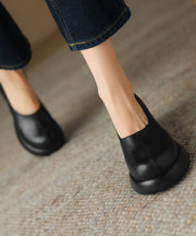 Elegant Splicing Chunky Loafers For Women Brown Sheepskin