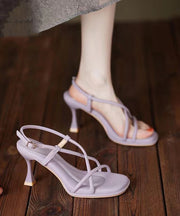 Elegant Splicing High Heel Sandals Beige Faux Leather Peep Toe