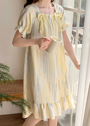 Elegant Striped Square Collar Bow Pajamas Dresses Summer