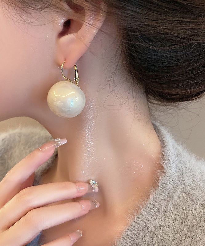 Elegant White Alloy Pearl Drop Earrings