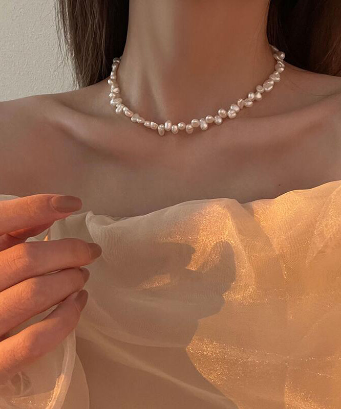 Elegant White Alloy Pearl Tassel Graduated Bead Necklace