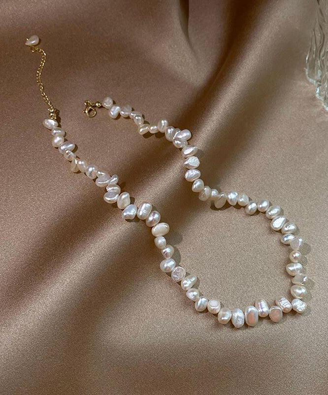 Elegant White Alloy Pearl Tassel Graduated Bead Necklace