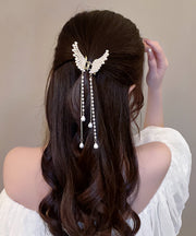 Elegant White Butterfly Pearl Tassel Hairpin