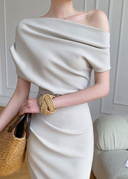 Elegant White Cold Shoulder Backless Chiffon Dress Summer