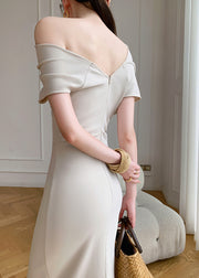 Elegant White Cold Shoulder Backless Chiffon Dress Summer