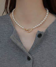 Elegant White Copper Overgild Pearl Gratuated Bead Necklace