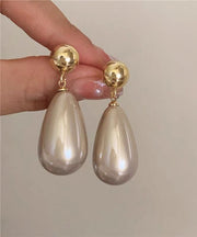 Elegant White Copper Pearl Water Drop Drop Earrings