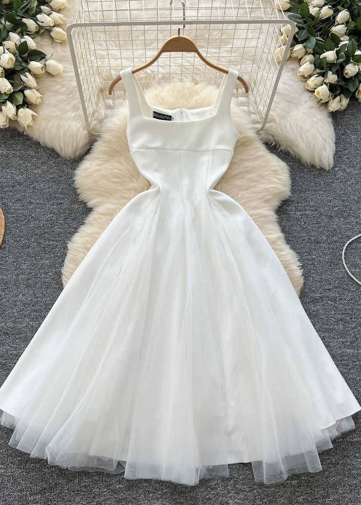 Elegant White Exra Large Hem Tulle Party Dress Sleeveless