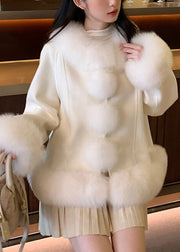 Elegant White Fur Collar Patchwork Duck Down Coats Winter