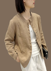 Elegant White O-Neck Button Coats Long Sleeve