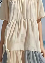 Elegant White Oversized Patchwork Tulle Long Dresses Summer