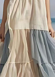 Elegant White Oversized Patchwork Tulle Long Dresses Summer