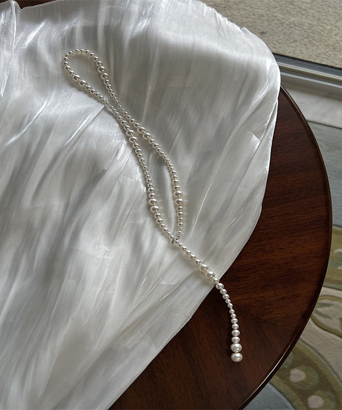 Elegant White Pearl Beading Gratuated Bead Necklace