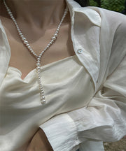 Elegant White Pearl Beading Gratuated Bead Necklace