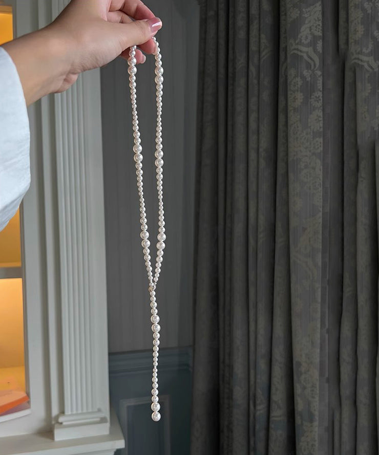 Elegant White Pearl Beading Gratuated Bead Necklace