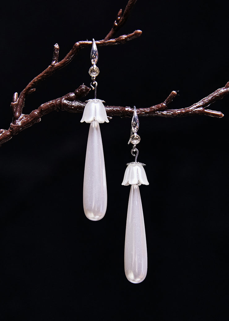 Elegant White Water Droplet Pearl Drop Earrings