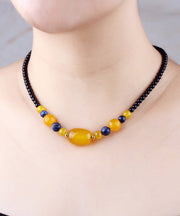 Elegant Yellow Agate Gem Stone Graduated Bead Necklace