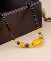 Elegant Yellow Agate Gem Stone Graduated Bead Necklace