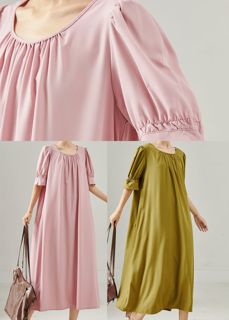 Elegant Yellow Cotton Long Dresses Oversized Summer