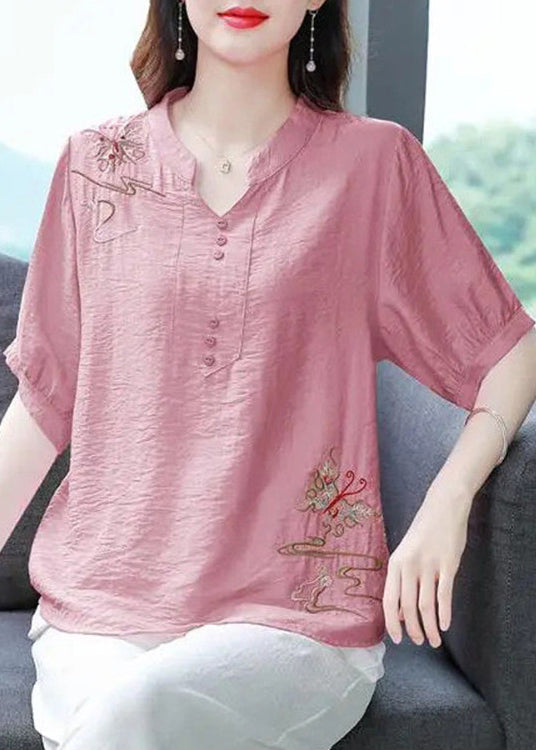 Elegant Yellow Embroidered Solid Cotton Blouse Summer