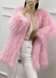 Elegant Yellow O-Neck Warm Mink Hair Coats Winter