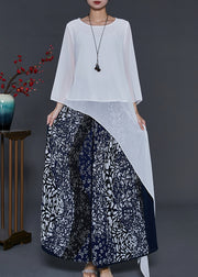 Ethnic Style Asymmetrical Patchwork Chiffon Two Pieces Set Summer