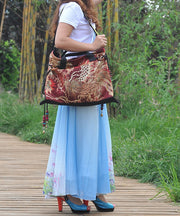 Ethnic Style Embroidered Tassel Canvas Shoulder Bag