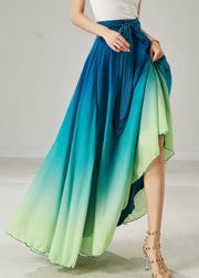 Ethnic Style Gradient Color Exra Large Hem Silk Dance Skirt Summer