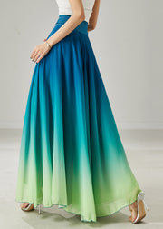 Ethnic Style Gradient Color Exra Large Hem Silk Dance Skirt Summer