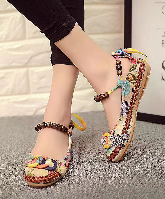 Ethnic Style Handmade Beaded Flat Sole Single Shoes soolinen shoes-20251