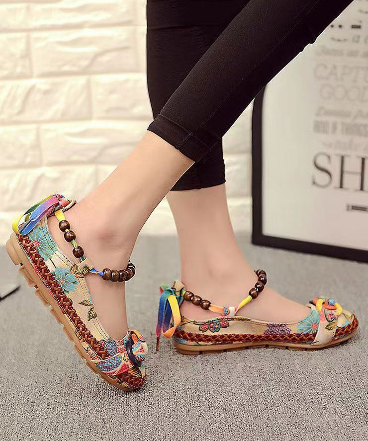 Ethnic Style Handmade Beaded Flat Sole Single Shoes soolinen shoes-20251