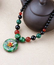 Ethnic Style Short Necklace Versatile Safety Buckle Jade Pendant