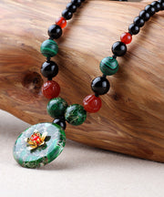 Ethnic Style Short Necklace Versatile Safety Buckle Jade Pendant