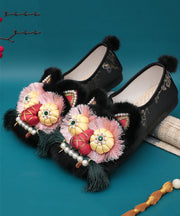 Ethnic Style Splicing Tiger Head Shoes Embroidered Soft Sole