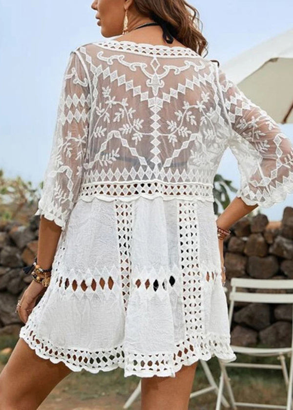 European And American Lace Patchwork Hollowed Out Cover Up