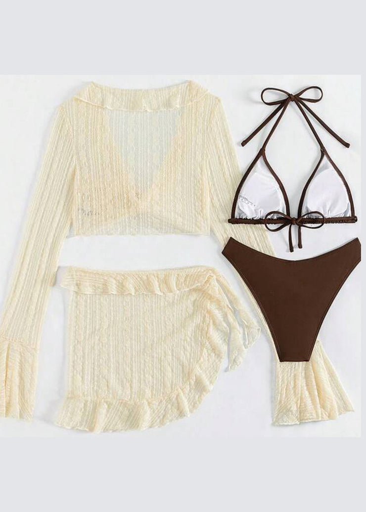 European And American Lace Up Sexy Swimwear Set Long Sleeved