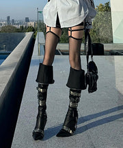 European And American Sexy Belt Buckle Pointed High Heeled Knee Boots