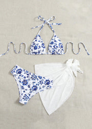 European And American Sexy Green Print Swimwear Set