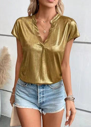 European And American Style 2024 New Gold Thin Shirt Bat Sleeves