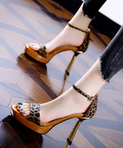 European And American Style Black Leopard High Heel Sandals