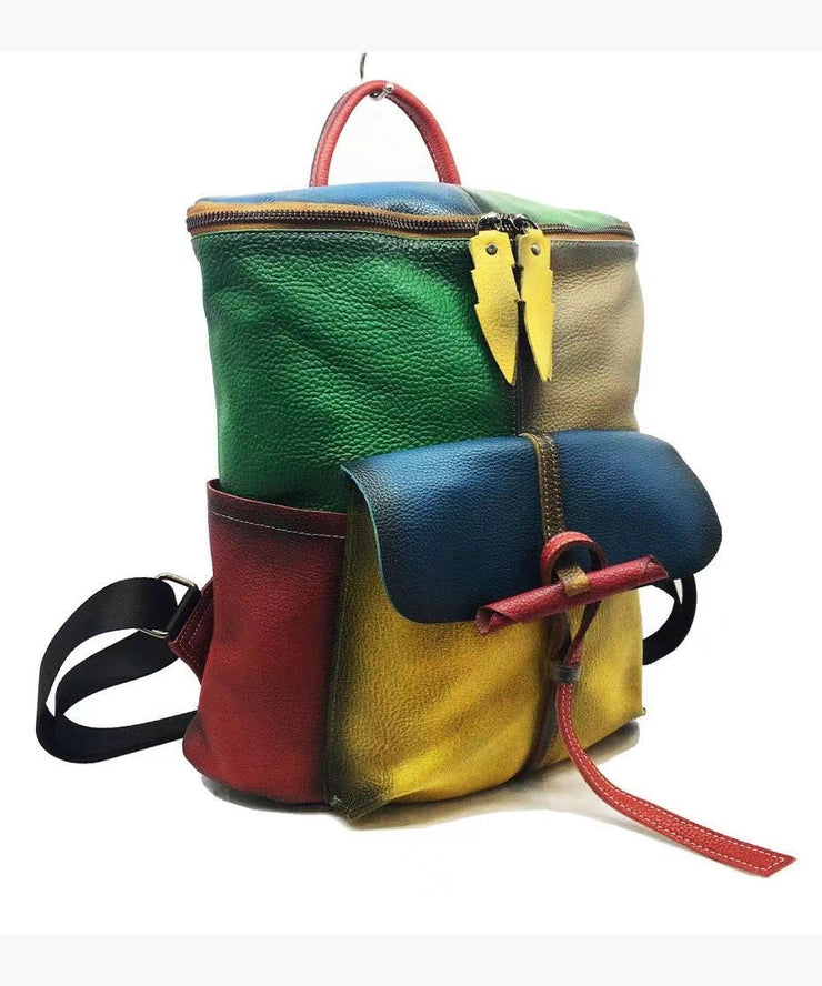 European And American Style Colored Genuine Cowhide Backpack