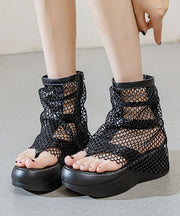 European And American Style White Platform Breathable Mesh Clip Toe Cool Boots